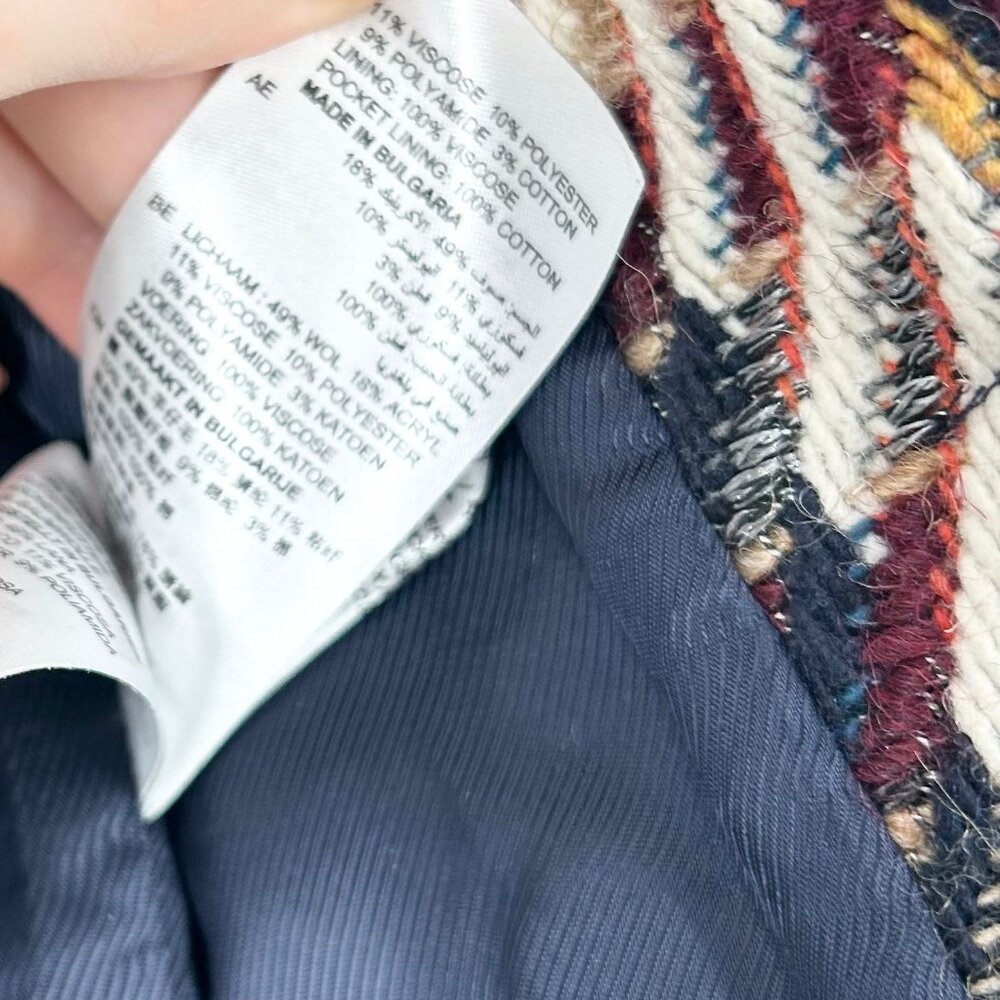 Sandro Marianne Herringbone Wool Blend Multicolor Blazer - Picture 8 of 9